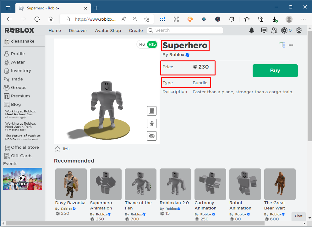 10 Most Favorited Body Parts Bundles on the Roblox Avatar Shop