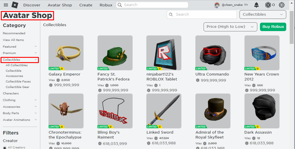 Limited-Items - Roblox