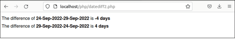 Calculate The Date Difference In PHP