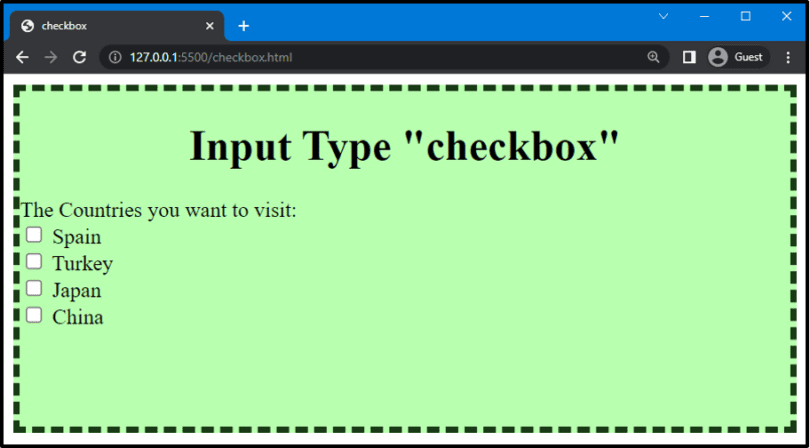 HTML input type=“checkbox”