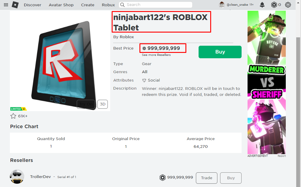 The most expensive roblox item