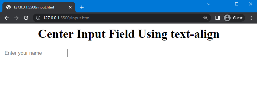 Align Text In Input Field Html