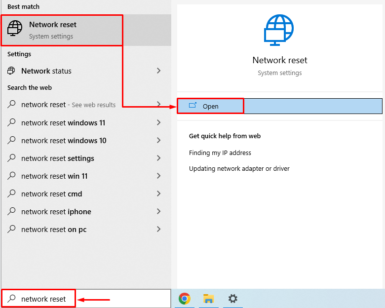 reset network adapter to default settings