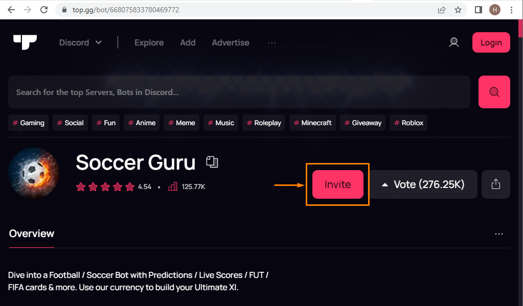 Cómo agregar y usar Soccer Guru Bot en Discord
