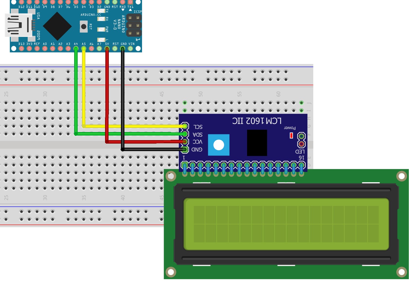 How to setup a lcd display on arduino nano