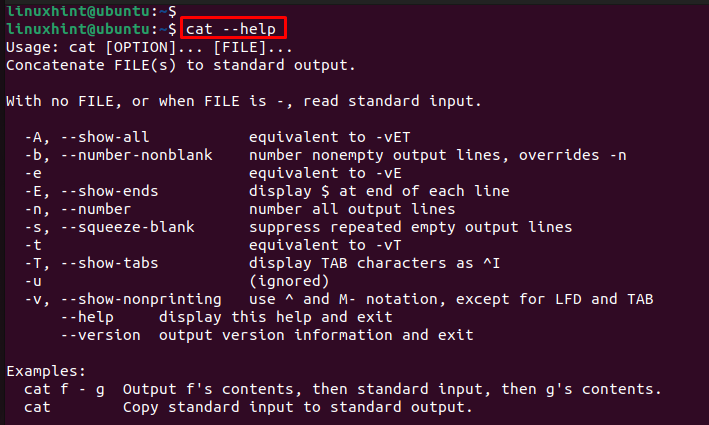 Ejemplos de comandos Cat de Linux