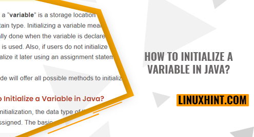 How to Initialize a Variable in Java?