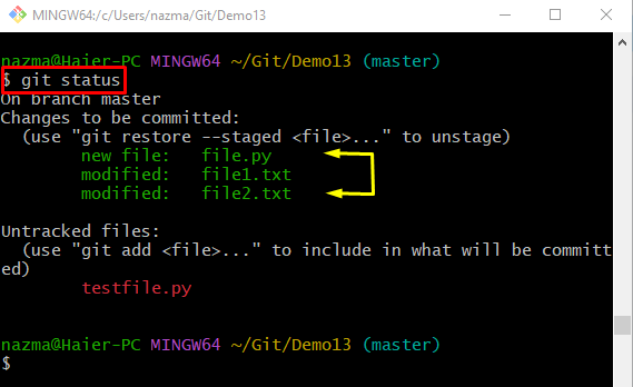 Git Restore Command In Git Bash