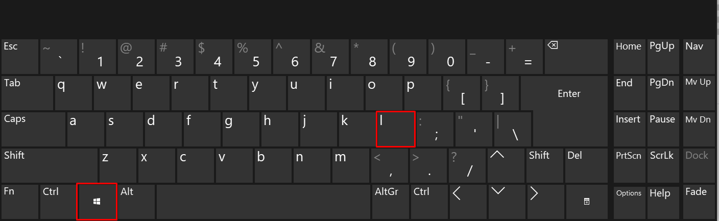 A computer keyboard with a red square Description automatically generated