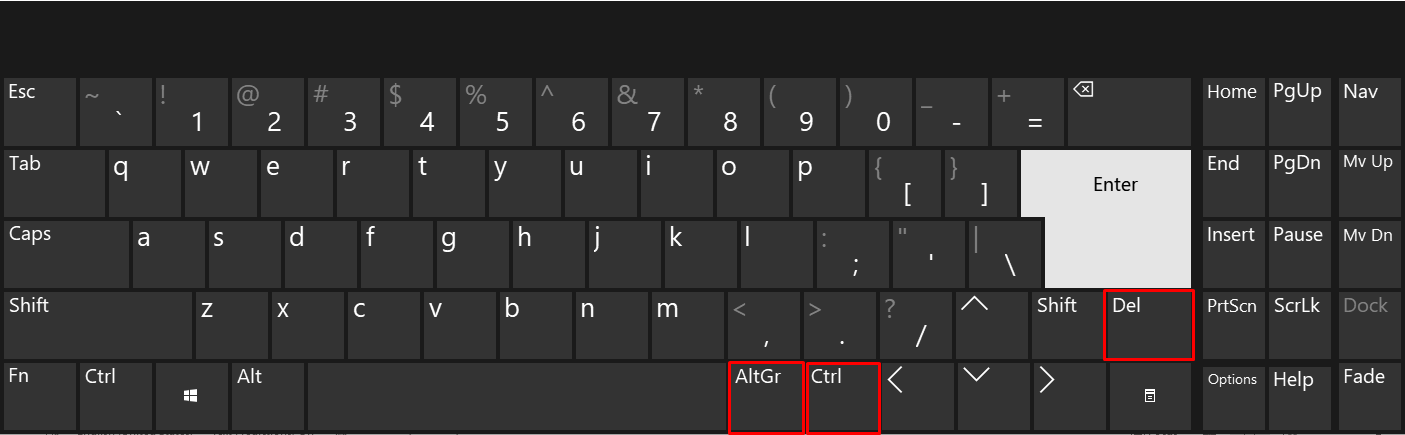 A computer keyboard with white letters Description automatically generated