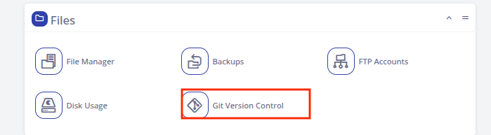 SPanel Files section showing the Git Version Control option.