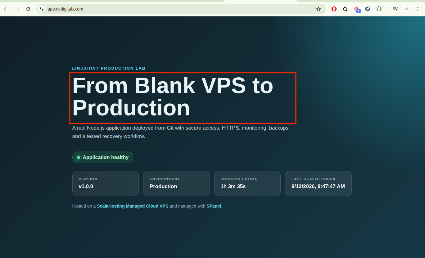 Node.js website displaying its original page after the index.html file was restored from backup.